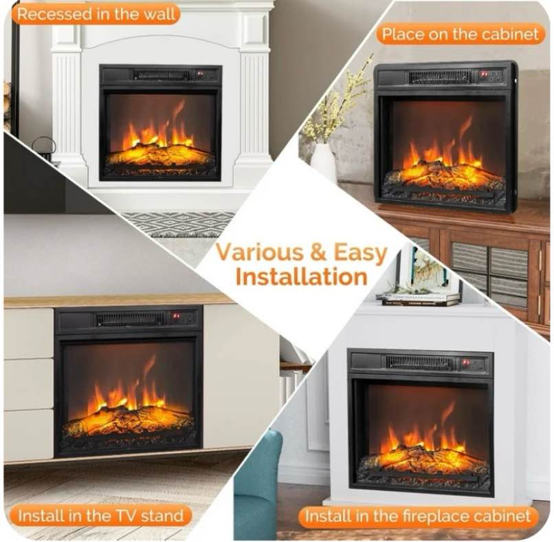 Condition photo showing New/Like New for VINGLI 18" Electric Fireplace Inserts with APP & Remote Control, 1400W Recessed Stove Heater with 8H Timer, 6 Flame Colors, 5 Brightness for Indoor Use, ETL