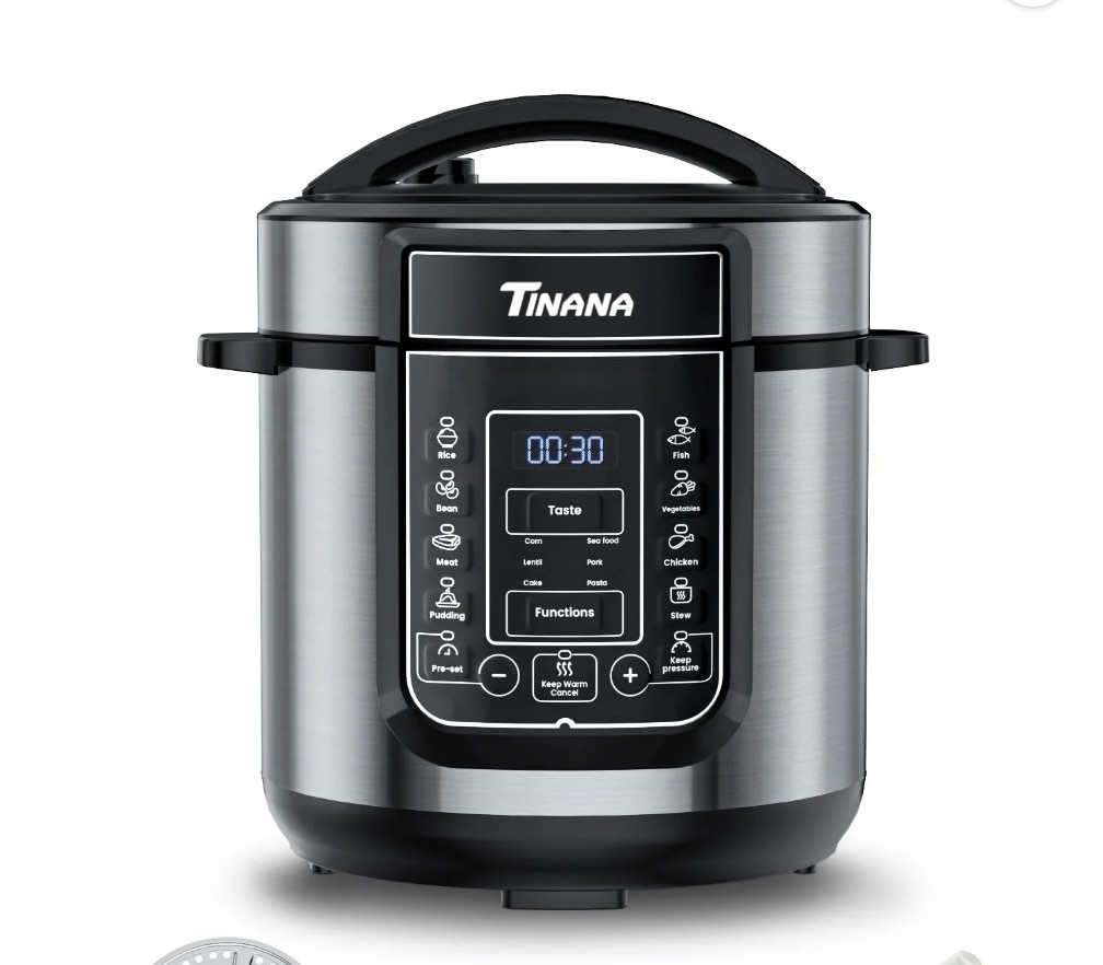 tinana 6 qt electric pressure cooker 9-in-1  14 presets instant multi-function pot  slow cooker  rice cooker  cake maker  non-stick  stainless steel