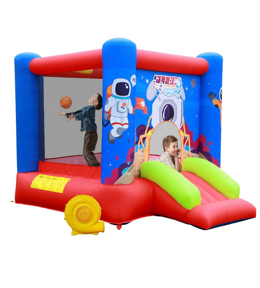 wellfuntime inflatable bounce house with slide bouncer kids jumping castle with blower for backyard outdoor fun
