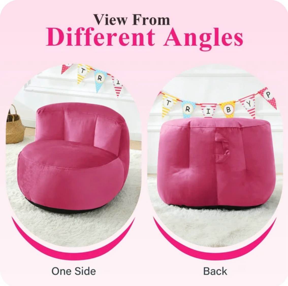 home decoration?yalmila ultra soft bean bag chair for kids and adults includes pocket,zipper comfy chair, powder chair(2.5ft, hot pink)!note small sizes!