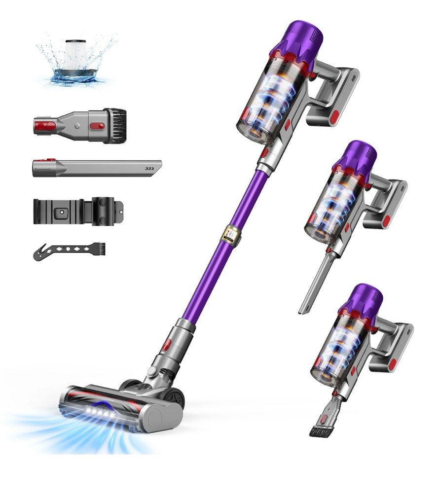 hosaud cordless stick vacuum cleaner 45kpa strong suction 50mins lightweight for pet hair home hard floor