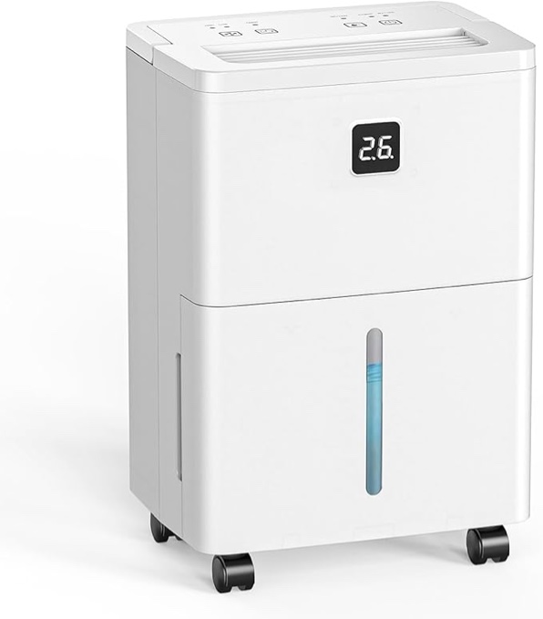 deverse max 25 pints dehumidifier for home/bedroom/basement, 3000 sq.ft coverage, with drain hose, smart humidity control & large tank