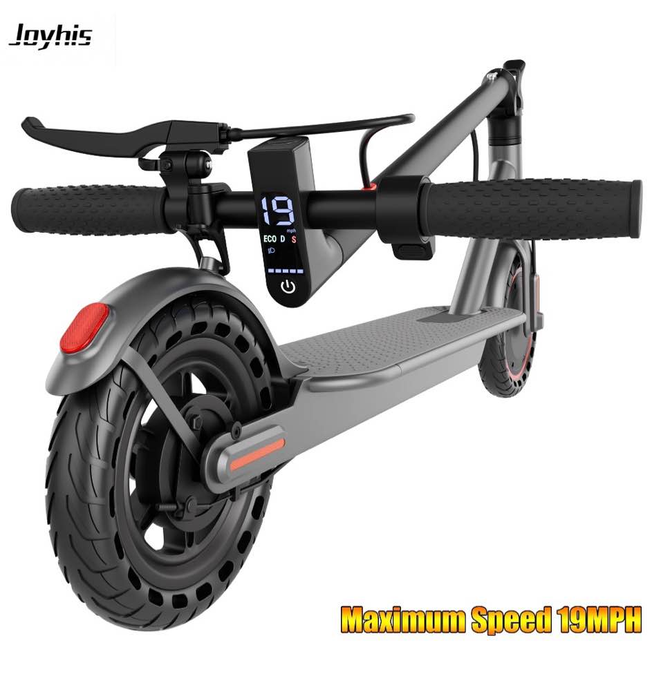 joyhis j078 electric scooter for men and women 8.5" solid tire 19mph power by 350w motor max 21 mile range folding commuting e scooter