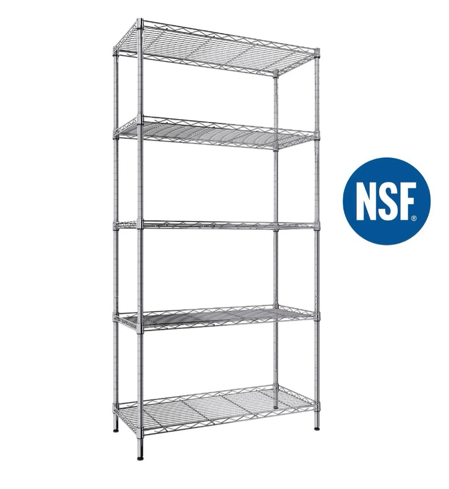 ktaxon 5-tier wire shelving unit, steel storage rack for garage office kitchen silver, 30" w x 14" d x 60" h