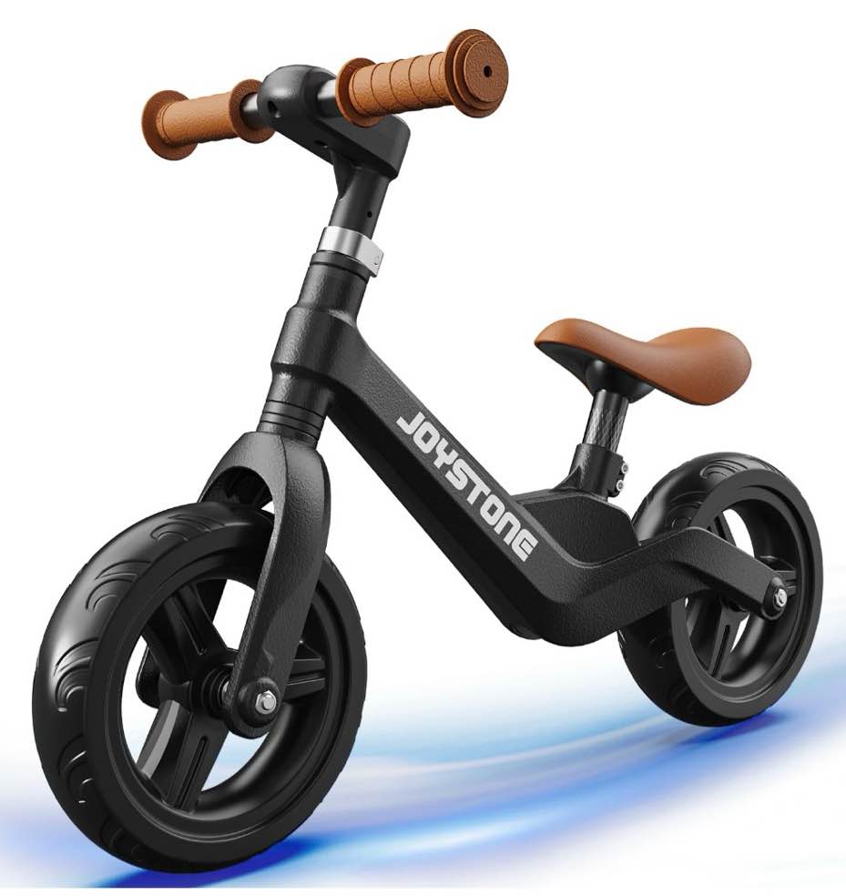 joystone toddler balance bike toys for 1-3 years old boys girls, kids training balance bike with adjustable handlebar and seat, no pedals bike gift for kids, black