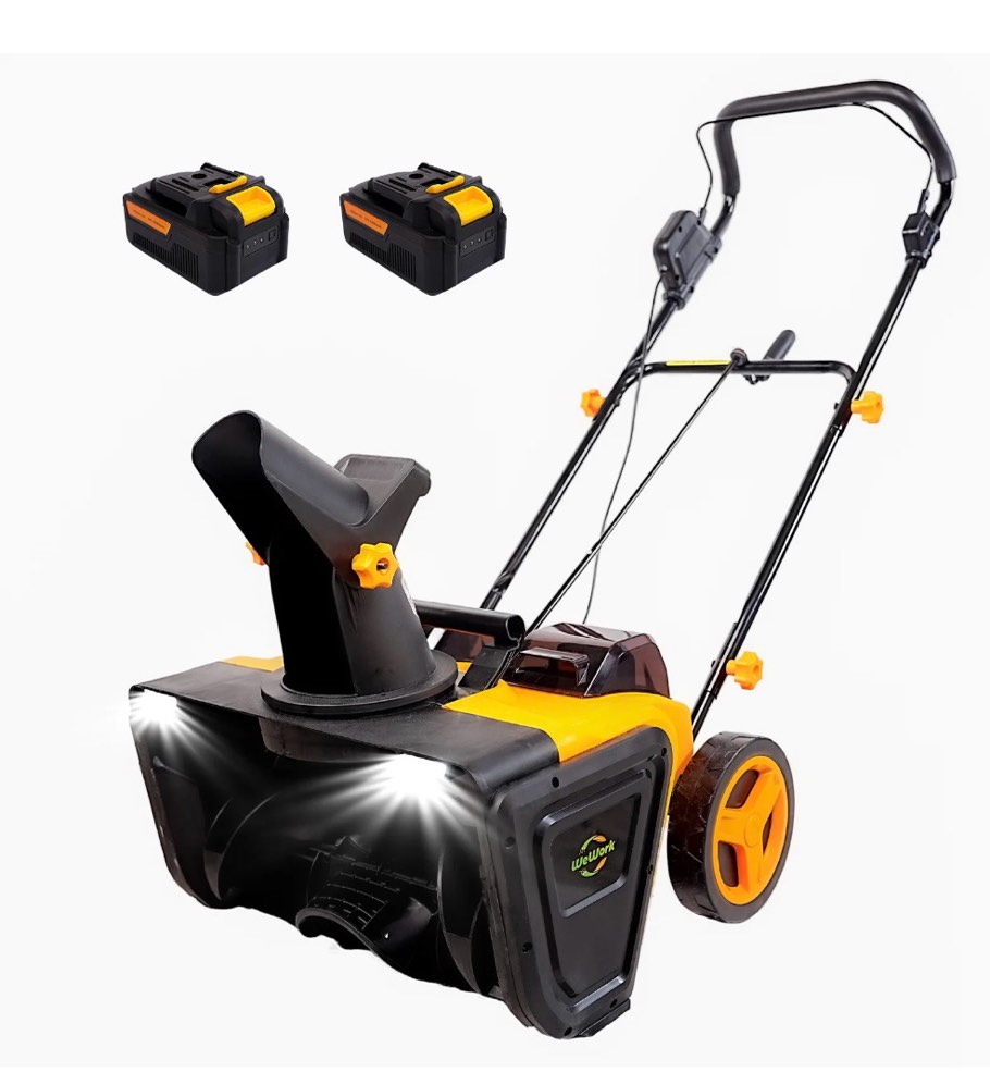 Wework 40V Snow Blower Cordless 20-Inch Electric Snow Blower with Brushless Motor 25FT Throw Distance for Driveway Patio Sidewalk ?2 x 4.0Ah Batteries  Included)