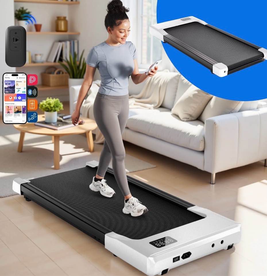 walking pad treadmill with remote control under desk treadmill for home&office  speed range 0.6~3.8mph  265 lbs weight capacity