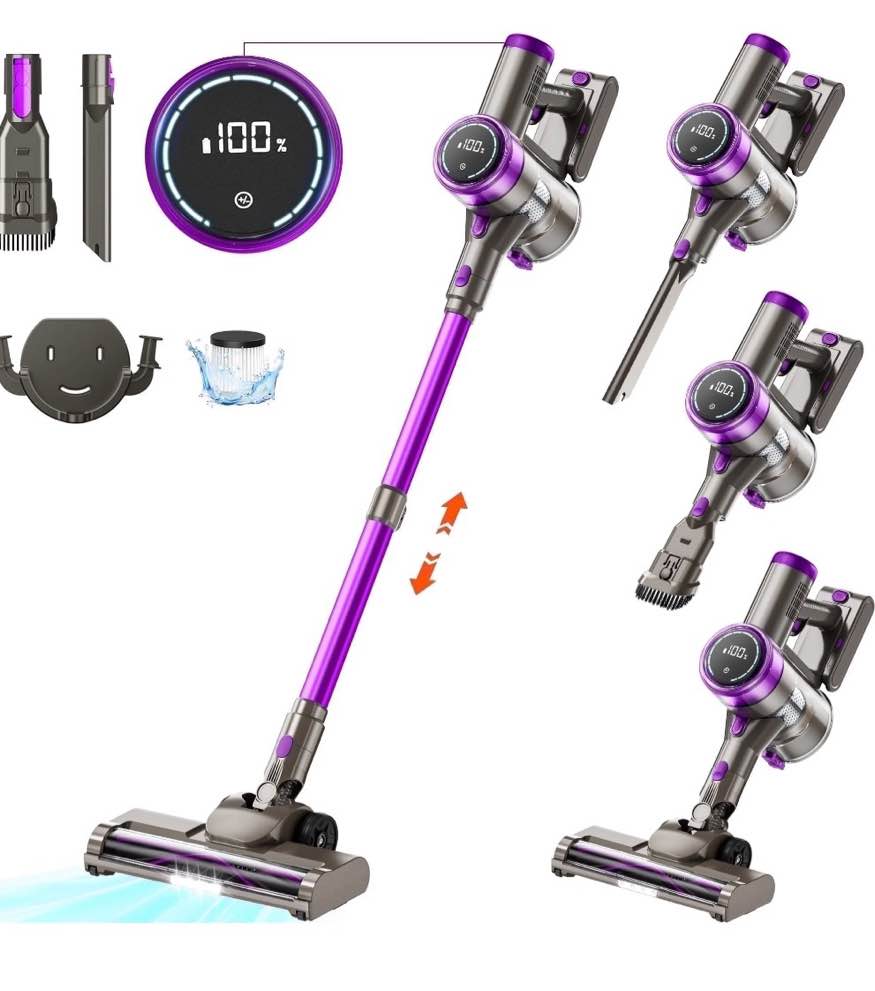 kanfuaq cordless stick vacuum cleaner 38kpa 50mins 2200mah lightweight for home pet hair carpet hard floor