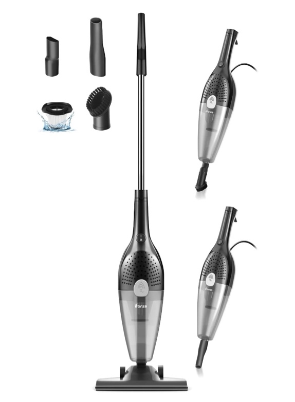 qunler 25kpa corded stick vacuum cleaner with powerful suction, 3-in-1 lightweight handheld vacuum cleaner for home carpet pet hair, black grey, br602