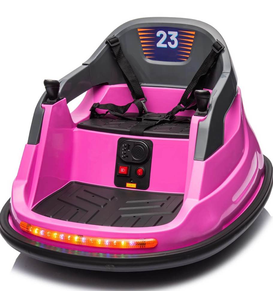 hikiddo electric bumper car for kids, 12v bumper car ride on toys for toddlers aged 1.5-5 with remote, bluetooth - pink