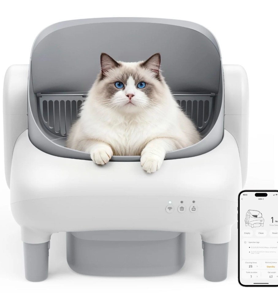 cumrige self cleaning litter box,open top automatic litter box with app control for multiple cats, safety sensors protection,large waste bin