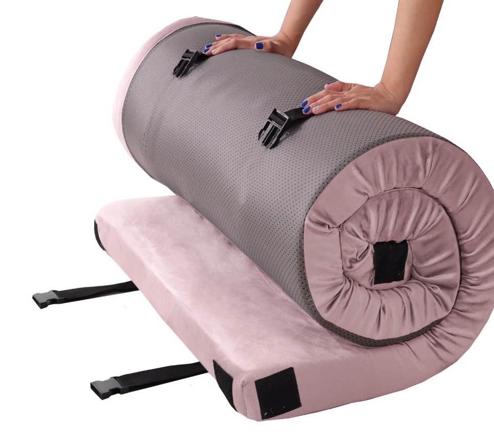 invoker certipur-us memory foam camping mattress pad, portable roll up sleeping pad for camping, car, tent, comfortable sleeping mats for guests kids adult sleepover