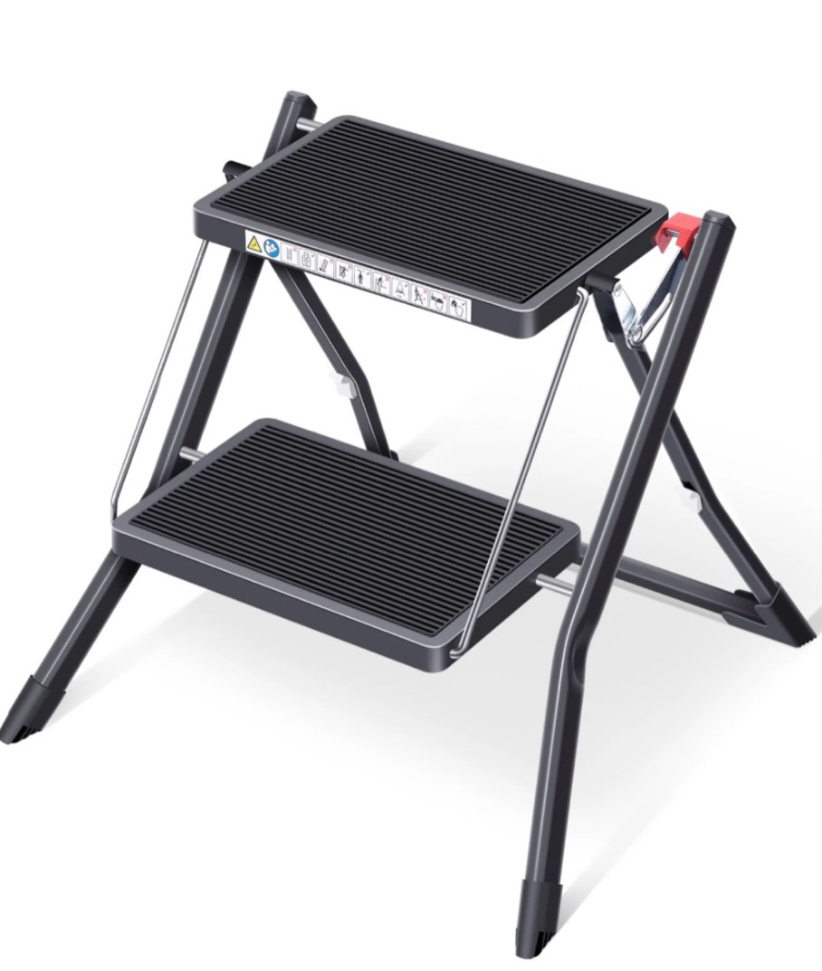 kingrack 2 step ladder folding stool, non-slip step ladder, collapsible stool for adults, heavy duty 330lbs capacity industrial lightweight