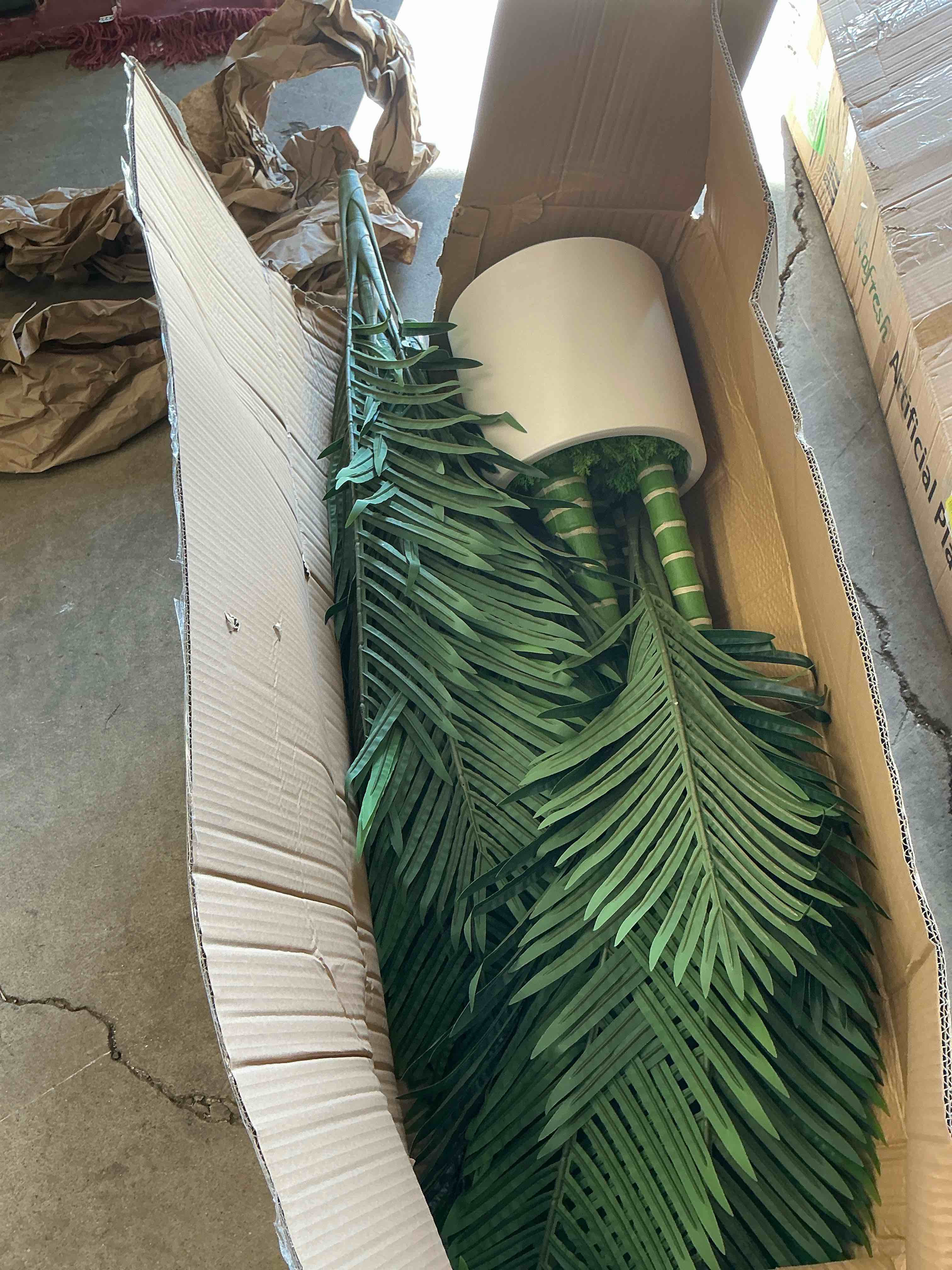 Condition photo showing Good Condition for Nafresh 8ft UV Resistant Faux Palm Tree with Full and Lifelike Leaves , 96in Artificial Palm Tree with Realistic Trunks and Real Bark for Outdoor Indoor Home Office Decor.