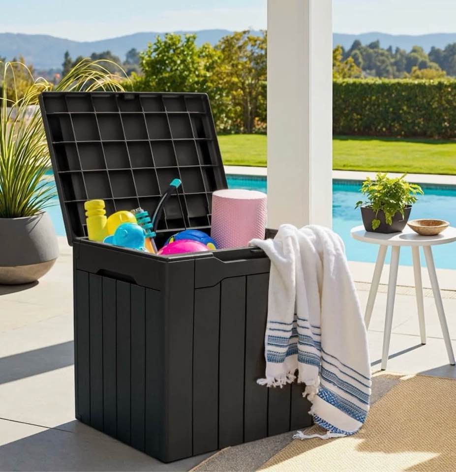 Homall 31 Gallon Outdoor Deck Box In Resin with Seat, Black