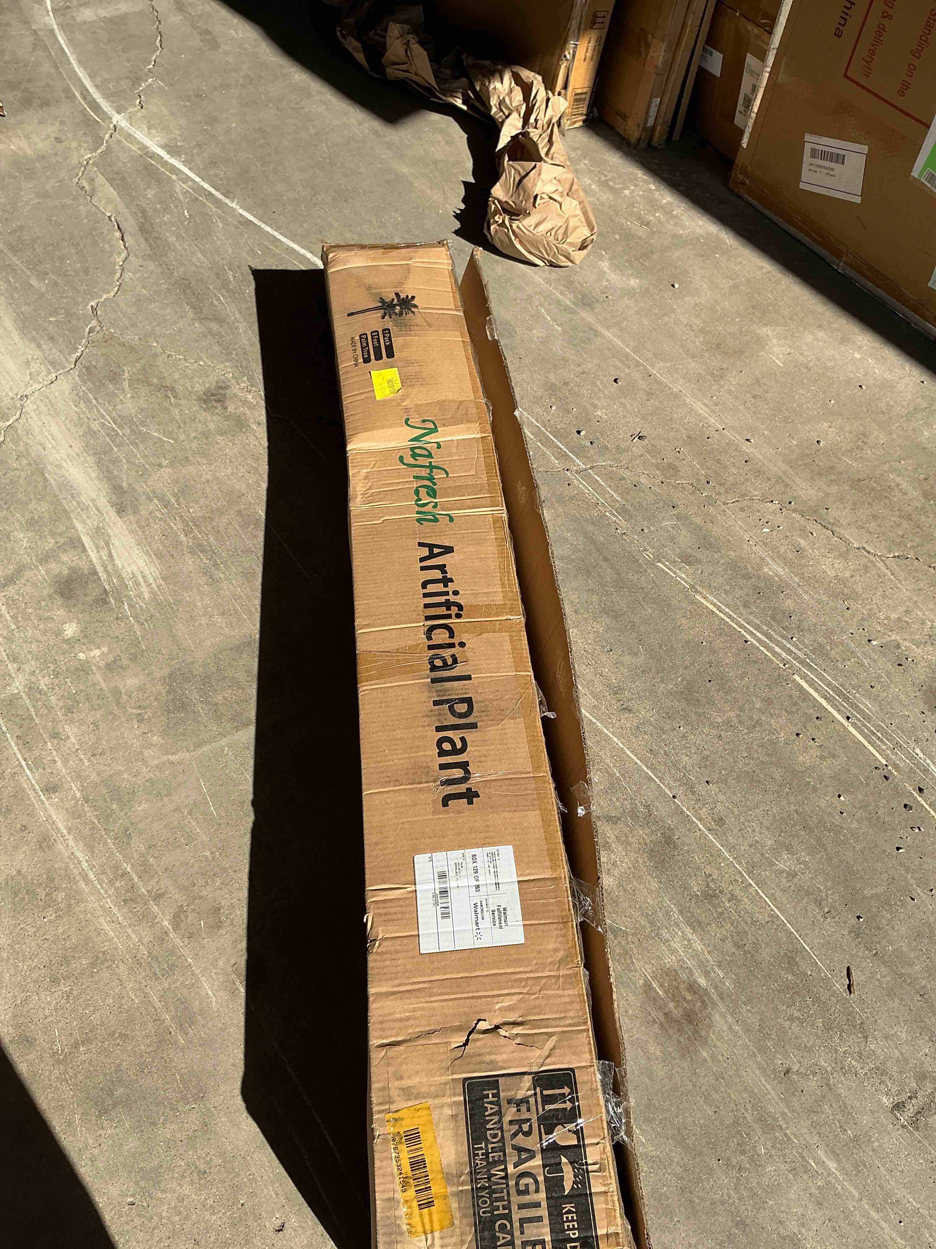 Condition photo showing New/Like New for Nafresh 8ft UV Resistant Faux Palm Tree with Full and Lifelike Leaves , 96in Artificial Palm Tree with Realistic Trunks and Real Bark for Outdoor Indoor Home Office Decor.