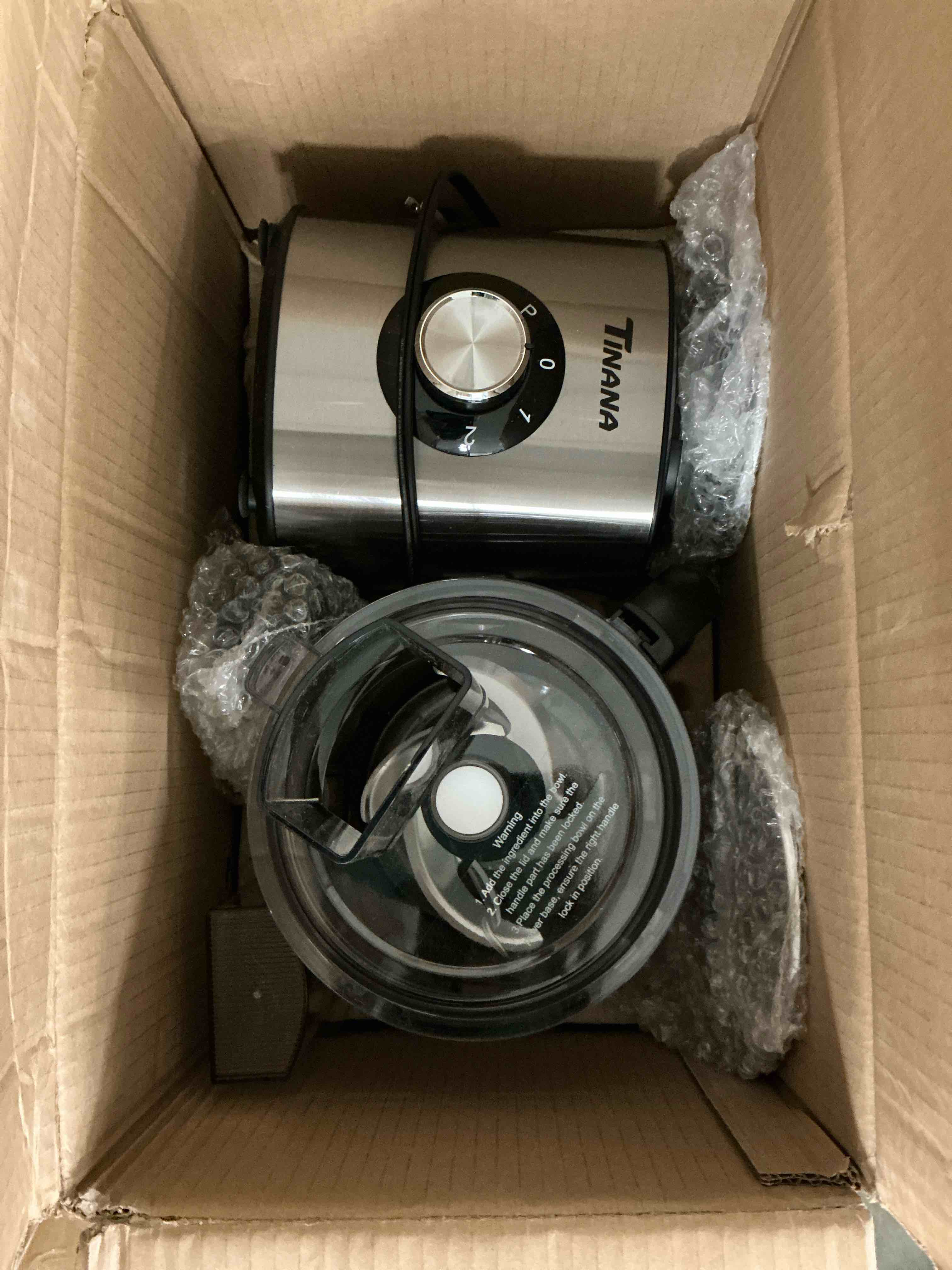 Condition photo showing Good Condition for TINANA 6-in-1 Food Processor, 10 Cup 1000W Electric Vegetable Chopper, Multifunctional Slicer, Food Shredder, Dough Mixer