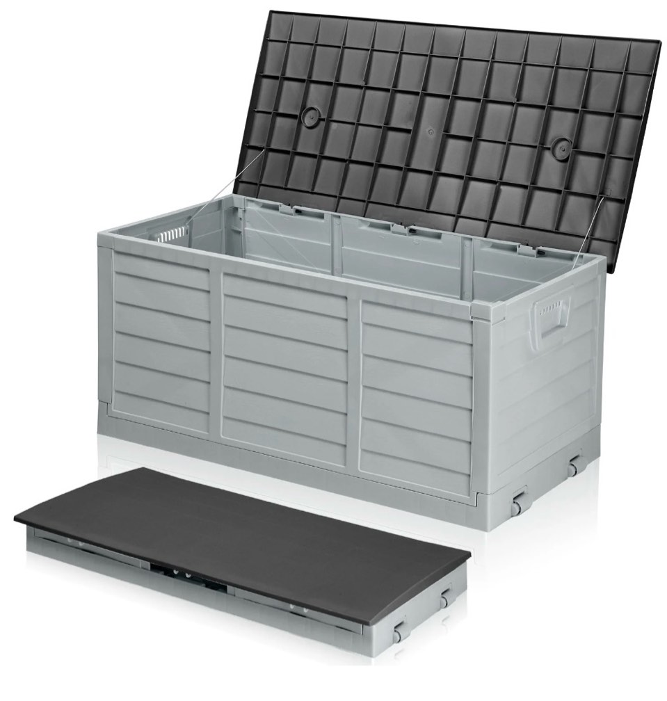 Ktaxon 75gal Outdoor Garden Resin Storage Deck Box Tools Black