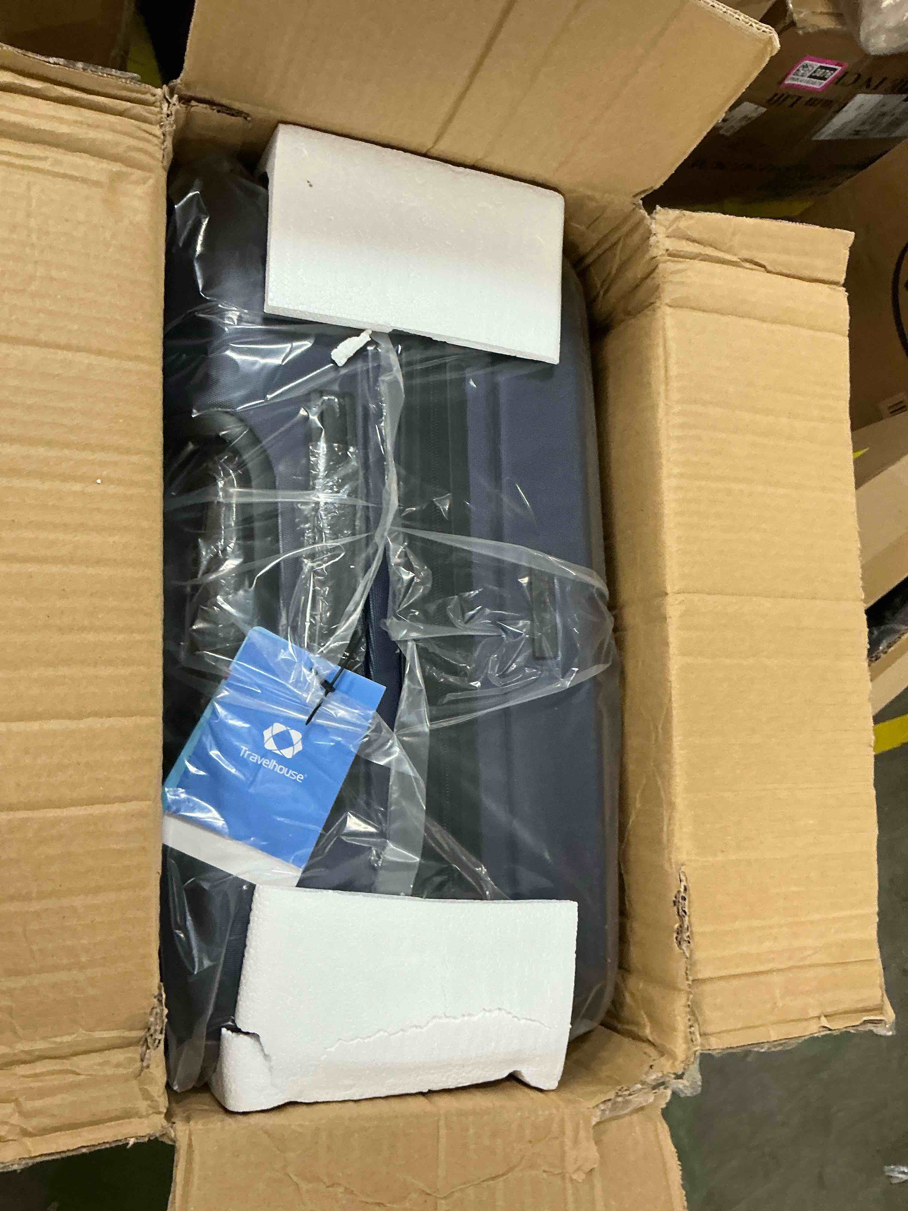 Condition photo showing New/Like New for Travelhouse 3 Piece Hardshell Luggage Set Hardside Lightweight Suitcase with TSA Lock Spinner Wheels 20in24in28in.(Navy Blue)