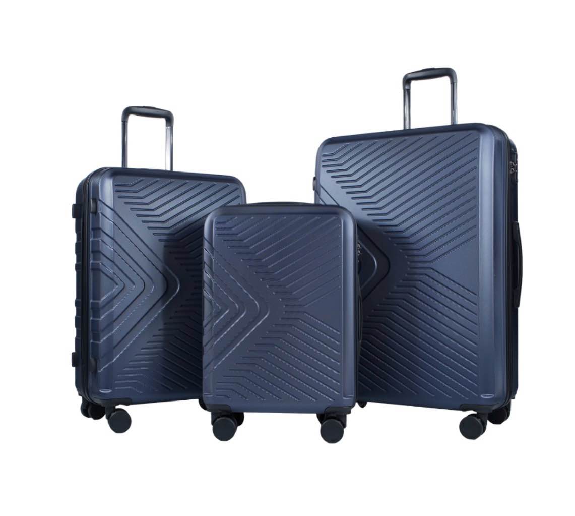 Travelhouse 3 Piece Hardshell Luggage Set Hardside Lightweight Suitcase with TSA Lock Spinner Wheels 20in24in28in.(Navy Blue)