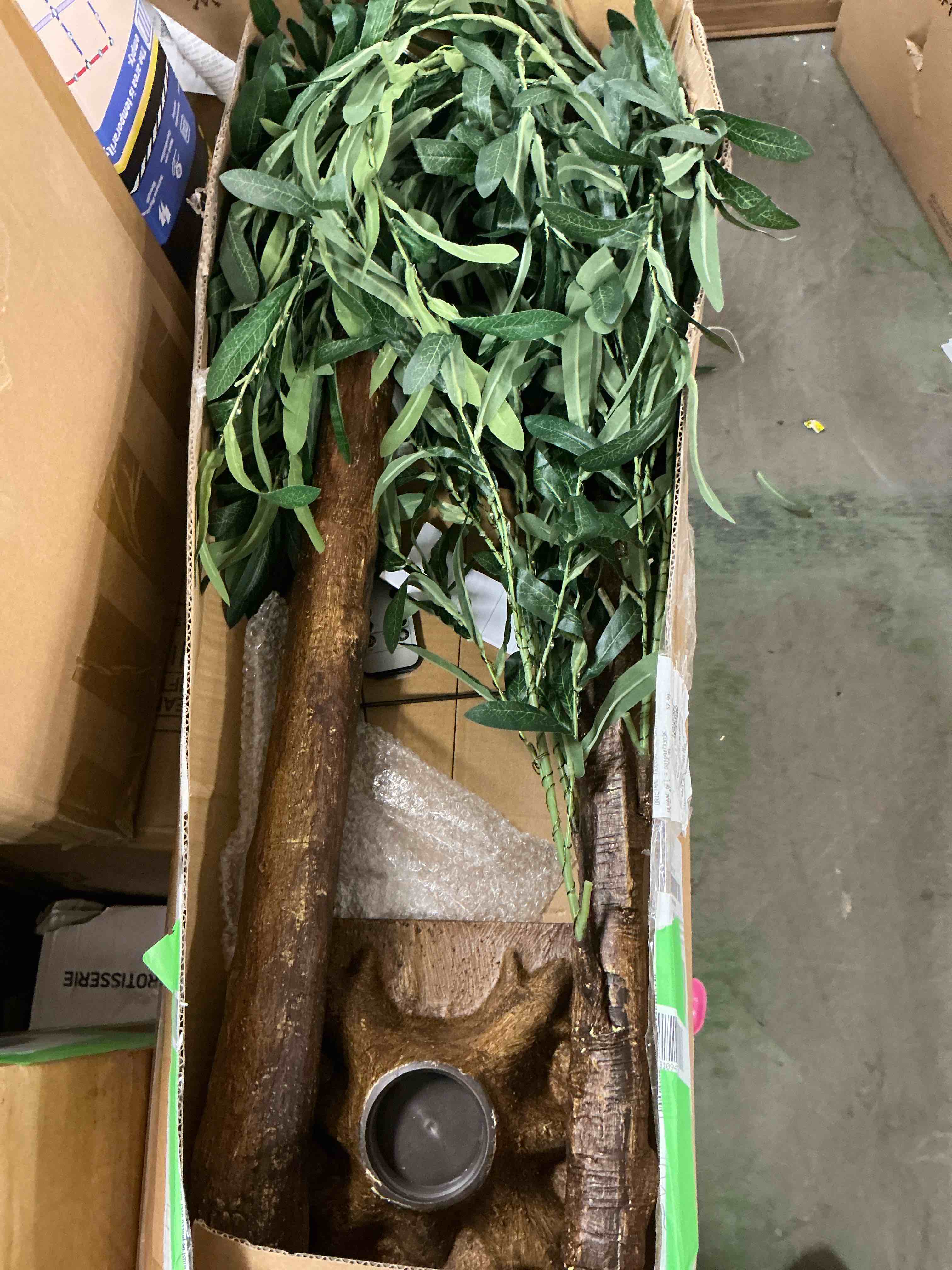 Condition photo showing Good Condition for 6FT Lighted Artificial Olive Tree with LED Fairy Lights Olive Fruit Faux Plant Tree for Decor Inside and Outside Home Patio Wedding Festival Christmas Decoration 