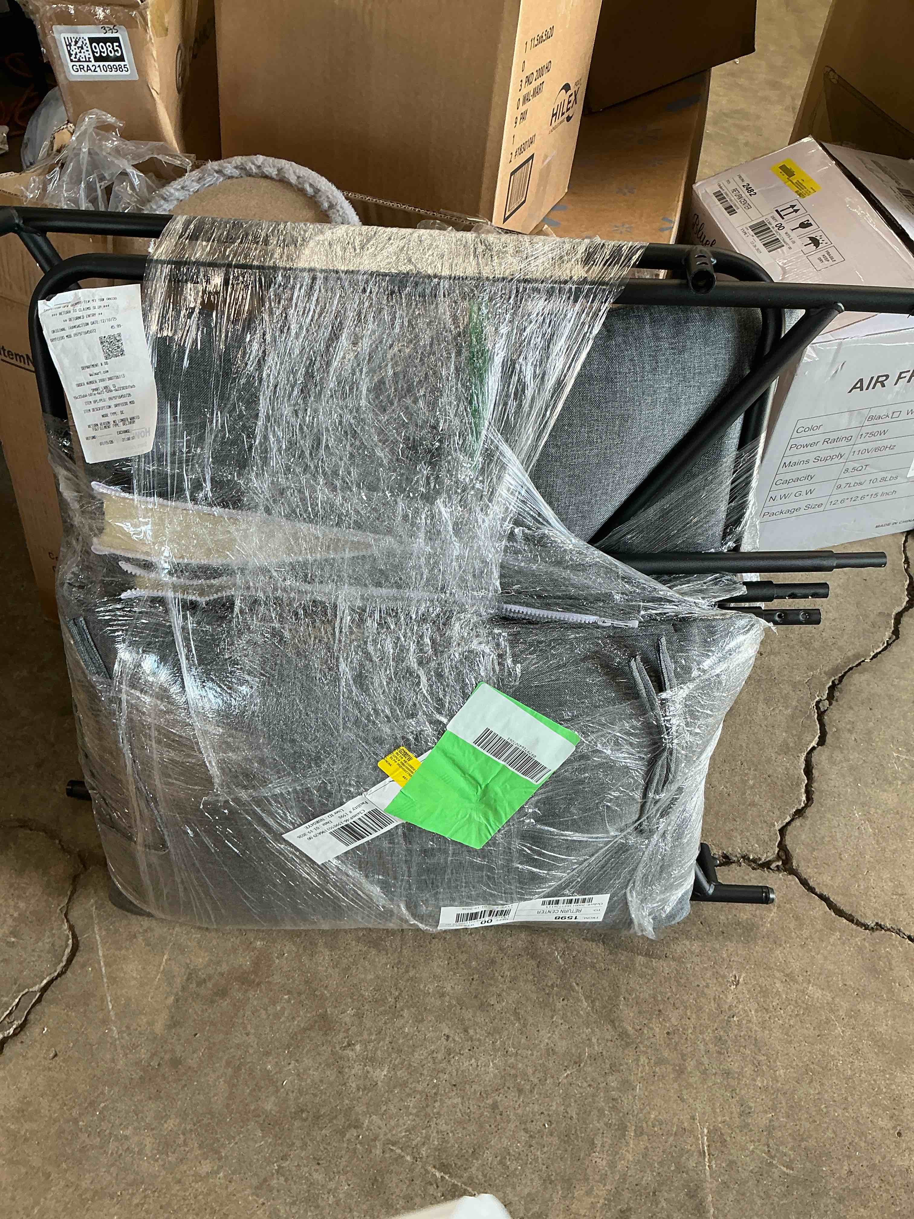 Condition photo showing Good Condition for Dryfeedo Modern Sling Accent Chair, Metal Frame Accent Chair for Living Room, Up to 300 lbs, Bedroom, Balcony, Gray