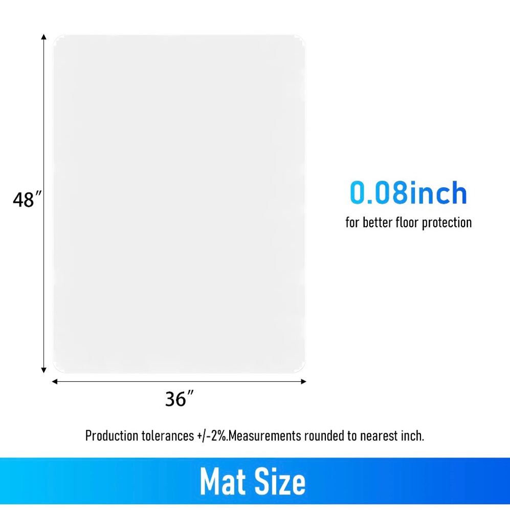 Condition photo showing New/Like New for PVC Clear Office Chair Mat for Hardwood Floor,36"x48"Clear Mat for Desk Chair/Table.As Table Pad&Table Cover