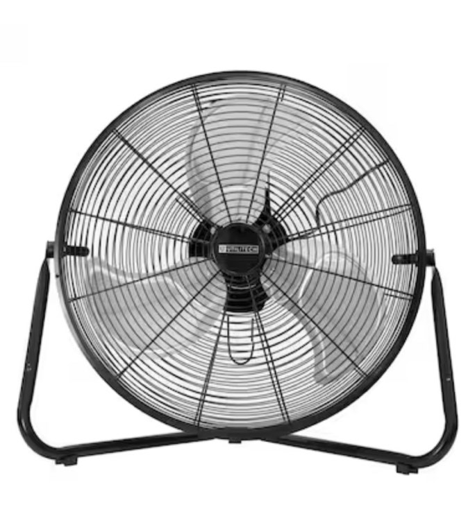 utilitech 20-in high velocity indoor floor fan, in black