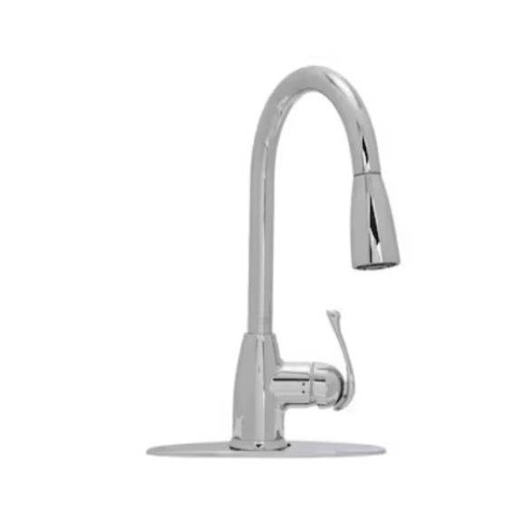 Project Source Tucker Chrome 1-Handle Deck-Mount Pull-Down Handle Kitchen Faucet