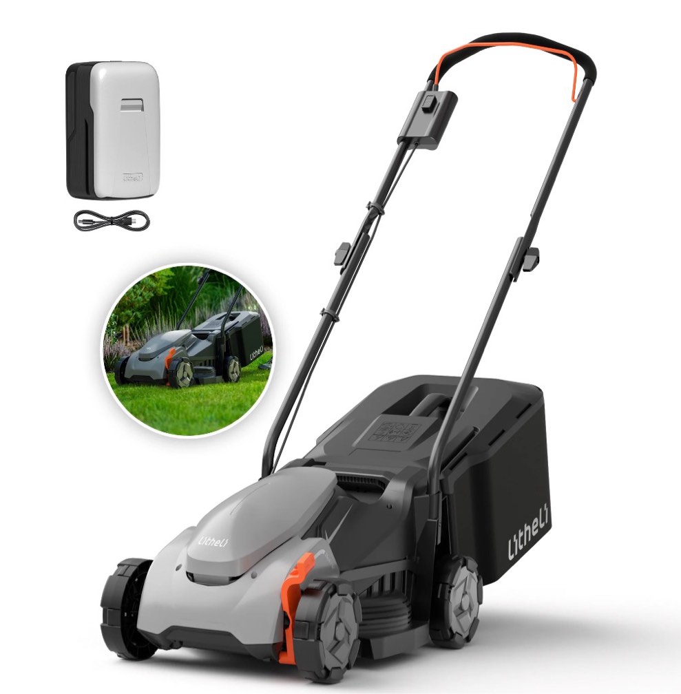 litheli cordless lawn mower 2*20v electric lawn mowers 15 inch adjustment heights light weight with 2*4.0ah portable battery for garden/yard/farm