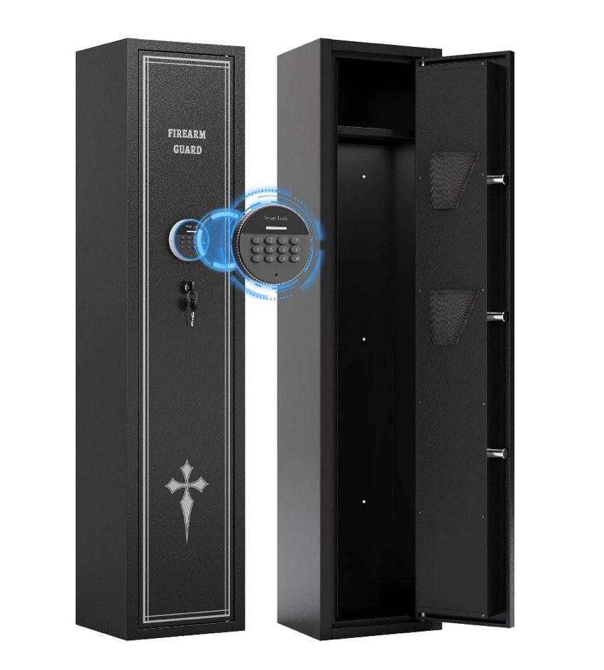 KAER 2-3 Gun Safe, Assembled Rifle Safe for Multi-Function, Quick Access Gun Cabinet with Pistol Pocket for Home