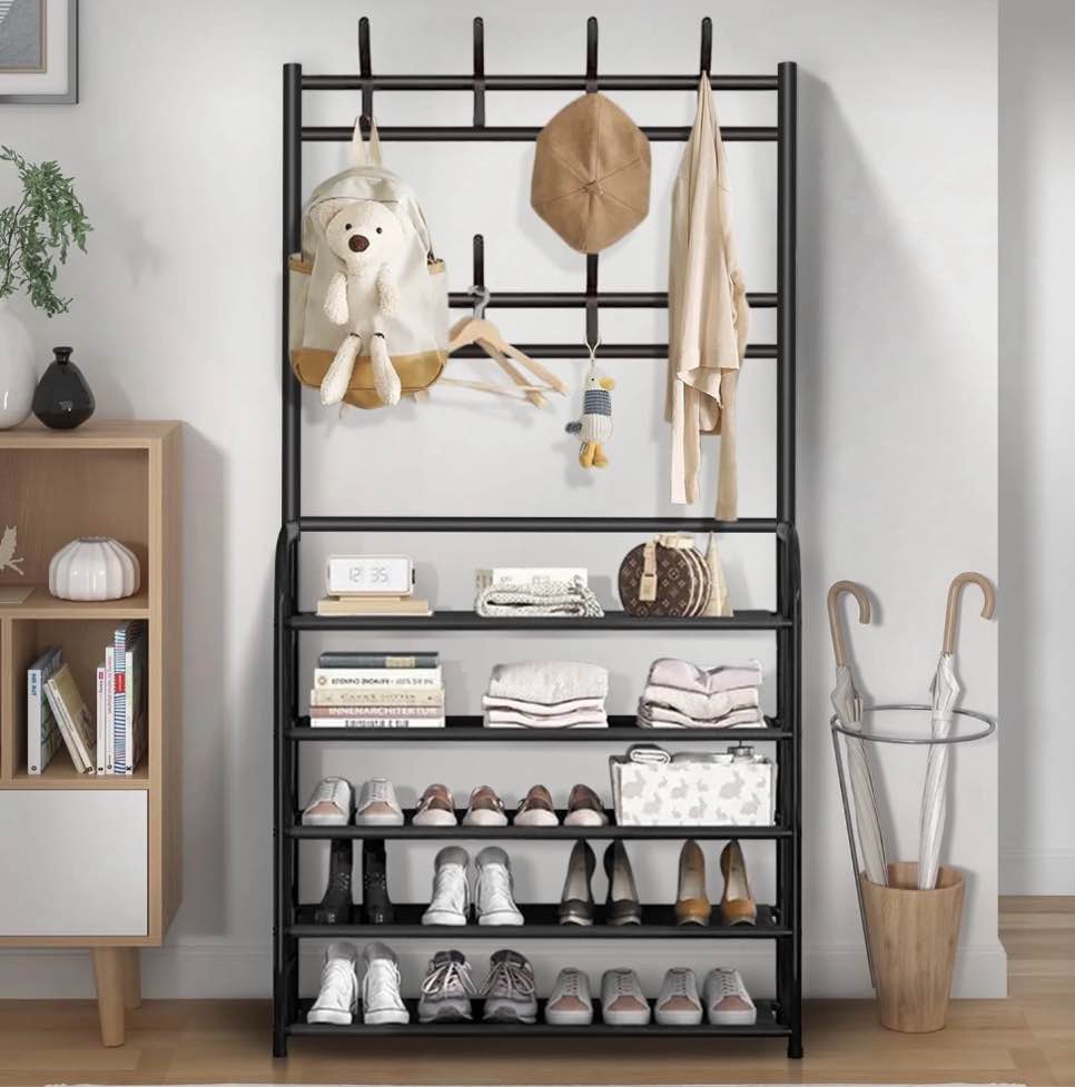 Brochao 5-Tier Dust-Proof Freestanding Shoe Rack Black