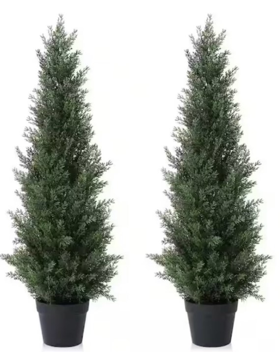 Dr. Planzen Artificial Cedar Tree 3 Ft Artificial Cedar Topiary Trees For Outdoors Potted Fake Cypress Trees Faux Evergreen Plants For Home Porch Decor