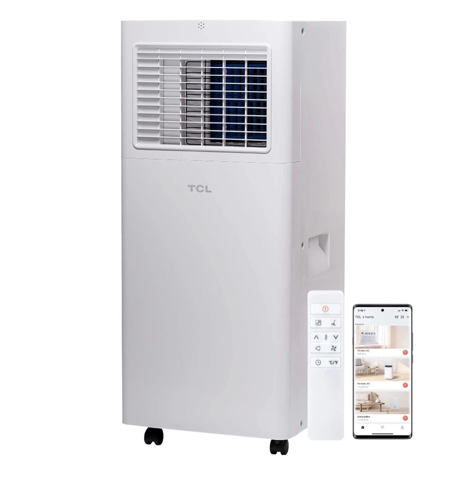 TCL 5 000 BTU 150 sq. ft. Smart Portable Air Conditioner Fan & Dehumidifier with Install Kit (White) - W5P93-5