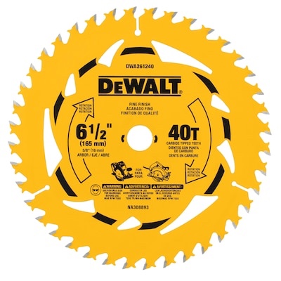 DEWALT 6-1/2-in 40 -Tooth Fine Finish Tungsten carbide-tipped steel Circular saw blade Individual