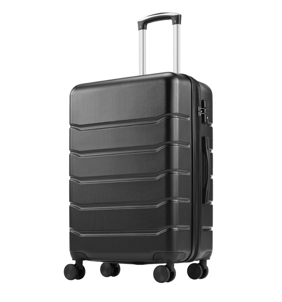 edx 24 Inch Hardside Expandable Luggage with Spinner Wheels  Checked-Medium Lightweight Expandable Rolling Luggage with TSA Lock  Black