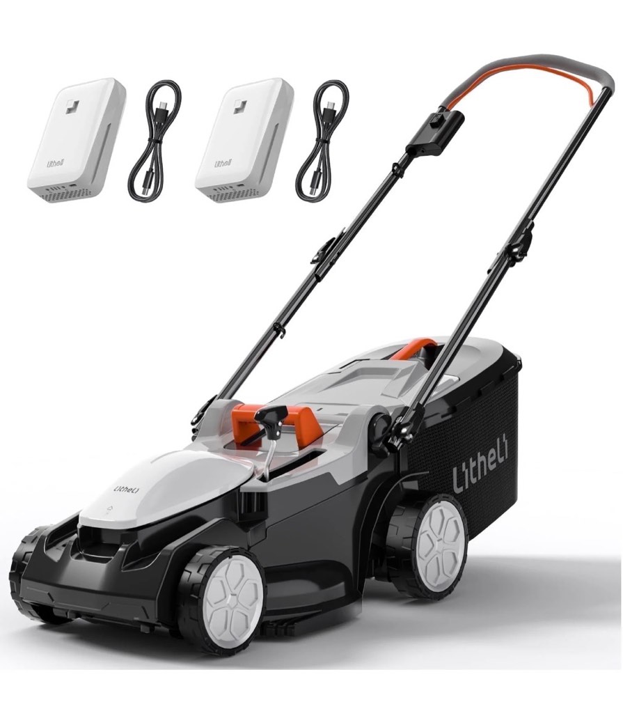 Litheli Cordless Lawn Mower  2*20V Electric Lawn Mowers  15 Inch  Adjustment Heights  Light Weight  With 2*4.0Ah Portable Battery  for Garden/Yard/Farm