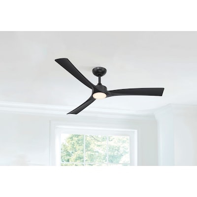 harbor breeze calavar 52-in matte black with matte black blades led covered outdoor ceiling fan with light and remote control included 3 -blade