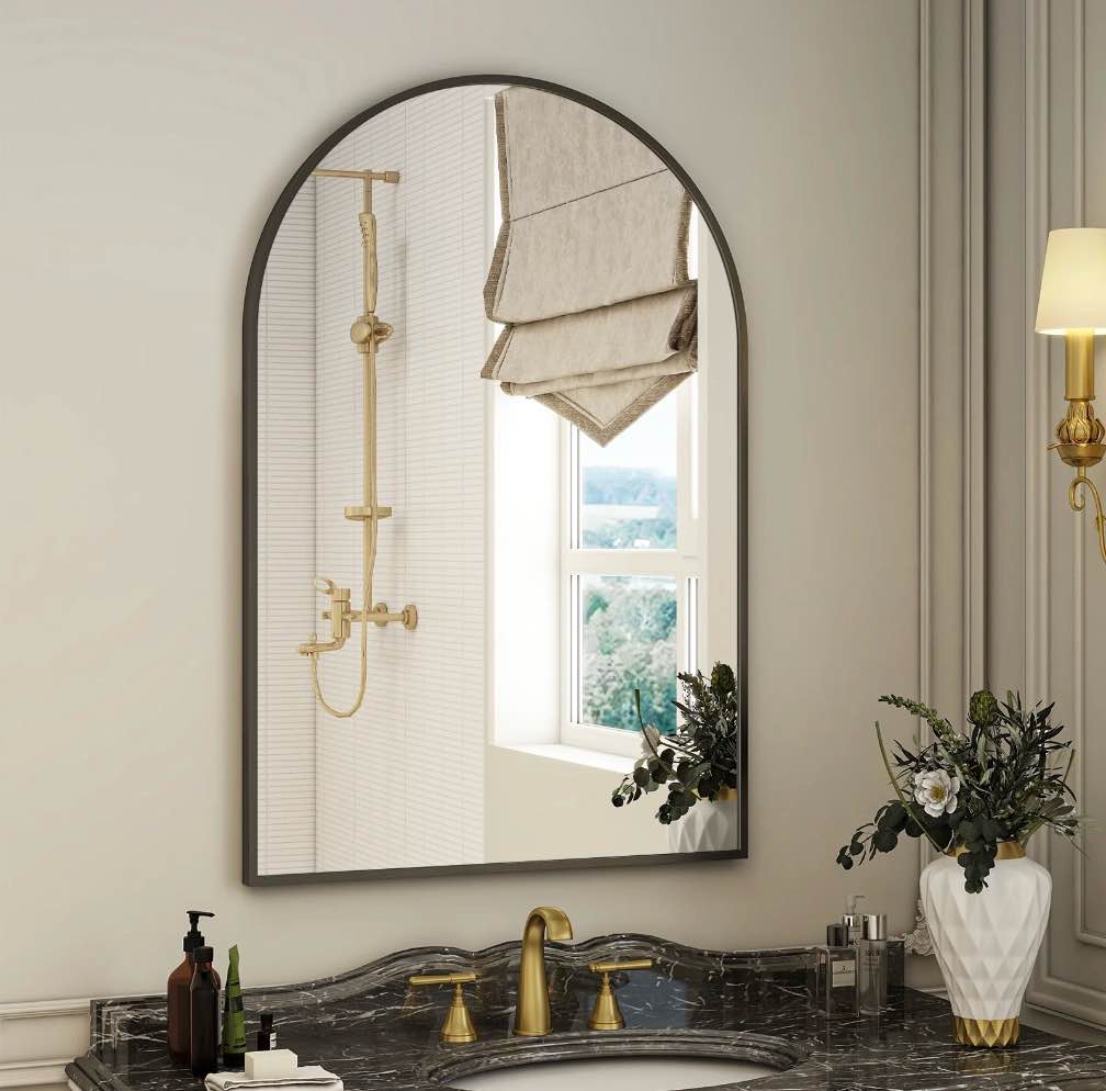 beautypeak 24 x 36 bathroom mirror wall vanity arched mirror black