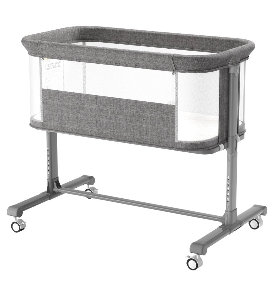 aileekiss baby bassinet bedside sleeper height adjustable newborn baby bassinet with wheels grey