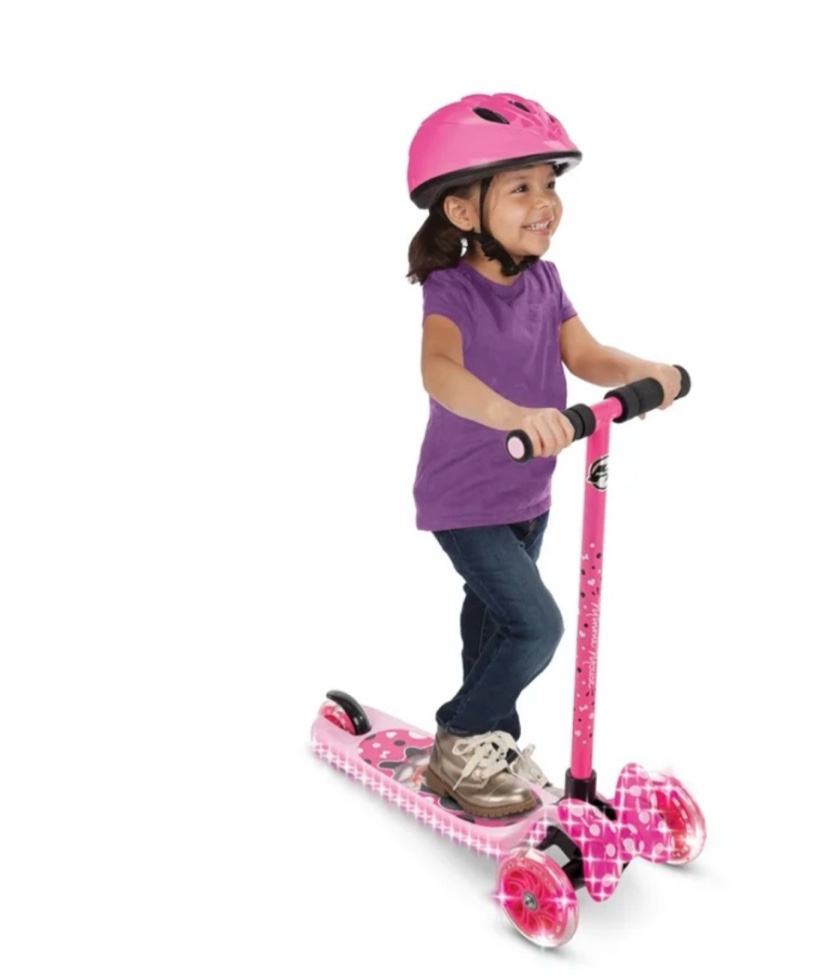 huffy disney minnie mouse light-up toddler scooter  3-wheel design  ages 3+  pink