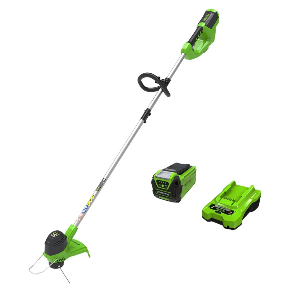 greenworks 40v 12 string trimmer with 2.0 ah battery & charger 2101602