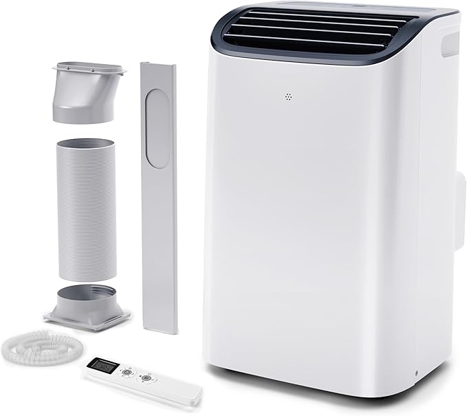 euhomy portable air conditioners 12,000 btu, portable cooling dehumidifier, fan modes, quiet stand-up ac with 46db low noise & sleep mode for bedrooms, room up to 550 sq.ft