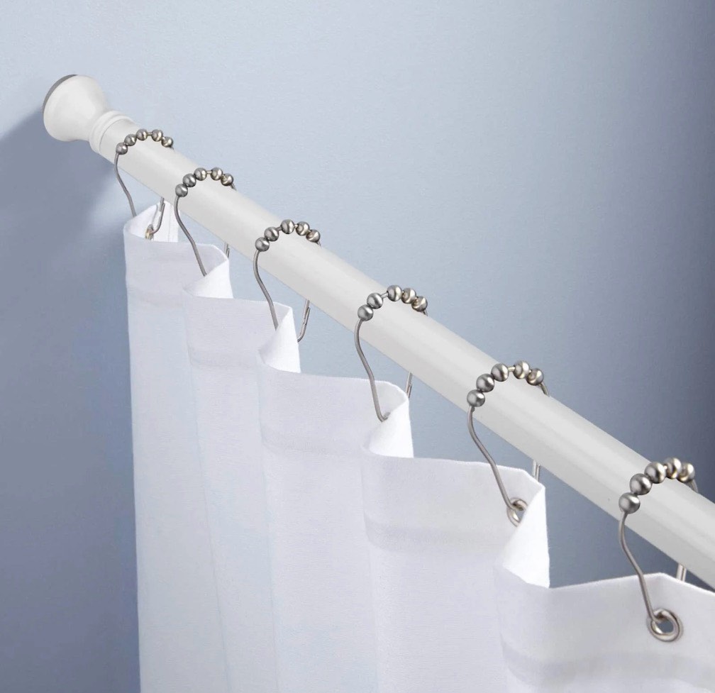 amazerbath spring tension shower curtain rod, 42-72 inches rust-resistance shower curtain rod bathroom rod, white