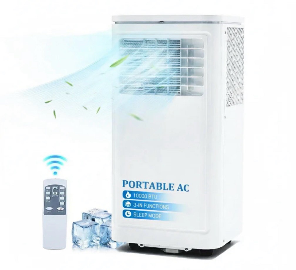 portable air conditioner 10000btu(115v) with cooling dehumidifier sleep & fan mode 4-in-1 remote control window kit included for rooms up to 450 sq ft