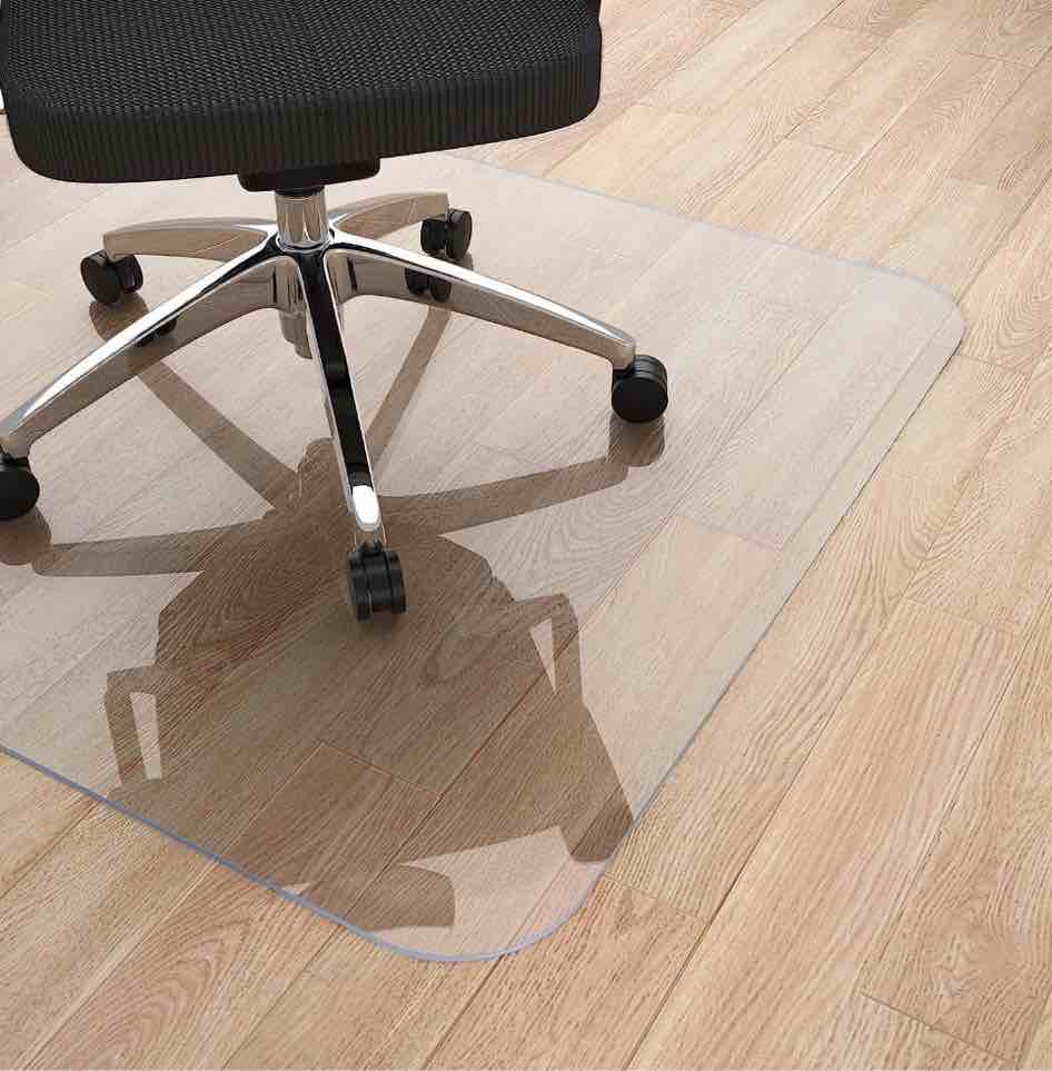 office mat for hard floor (36 "x 48" rectangle), transparent pvc, mudeela office chair mat for home and office