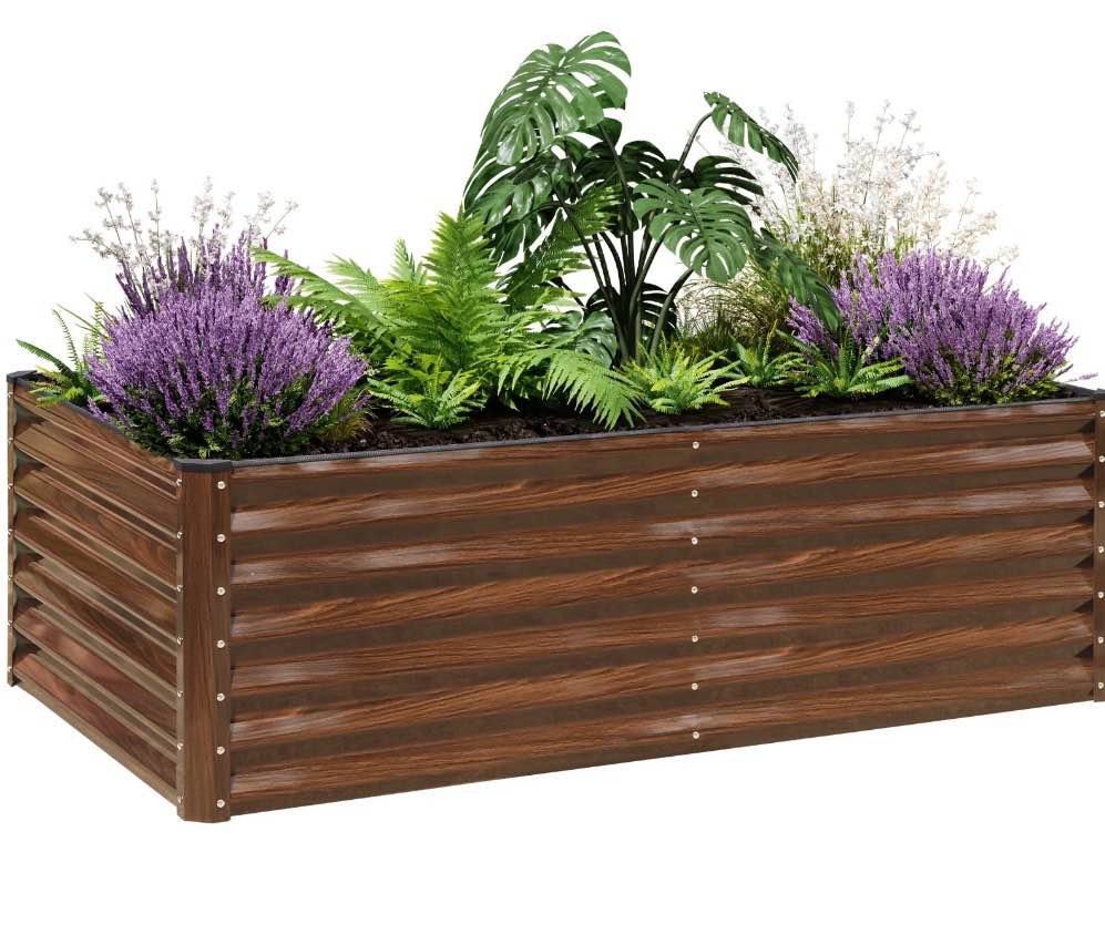 SnugNiture 6x3x2 ft Metal Raised Garden Bed Outdoor, Deep Root Galvanized Planter Box for Vegetables, Flowers