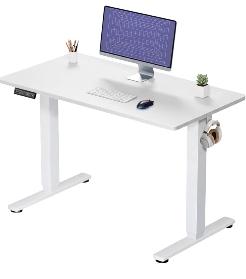 CONCETTA Electric Height Adjustable Desk, 40"x24" Ergonomic Sit Stand Workstation, One-Touch Lift Home Office Desk, White