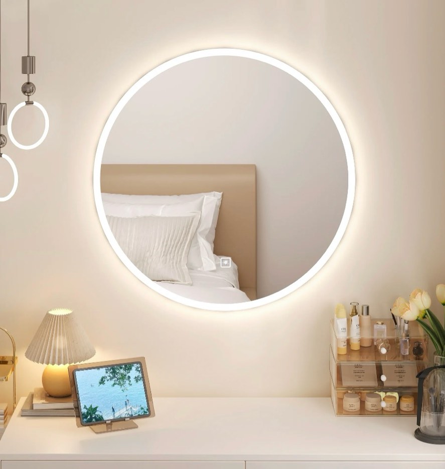 Condition photo showing New/Like New for uliesc 30 round led lighted bathroom mirror dimmable wall mounted vanity mirror with 3 color temperature lighting for bathroom & vanity