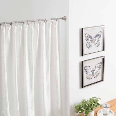 allen + roth 42-in to 72-in brushed nickel tension single straight adjustable shower curtain rod